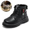 Children's Black Martin Boots - Boys' 2025 Autumn & Winter Non-slip Velvet Hiking Boots
