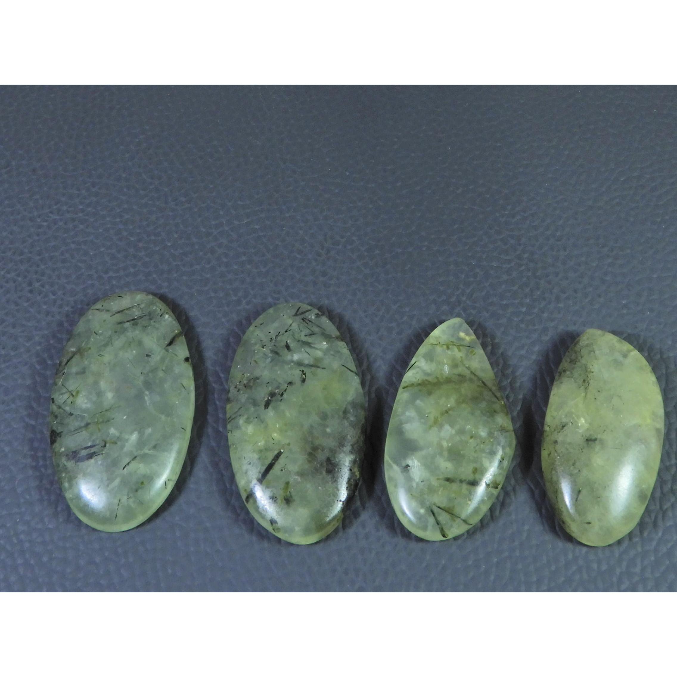 222Cts. Natural Prehnite Oval Shape Cabochon Loose Gemstone 04 Pcs Lot C-1792