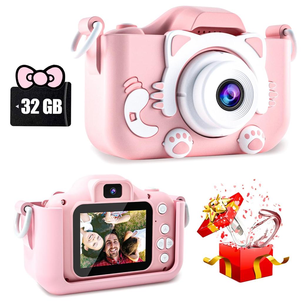 CIMELR Digital Camera for 1080P HD Video 32GB IPS LCD 4x USB Dual Lens and Rear Selfie Protective Case Perfect for Ages Birthday or Day Includes