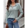 Fall Winter New Women's Solid Color Button Hooded Loose Long Sleeve Sweatshirt Top Leisure Leisure Trade for Europe America