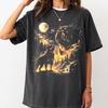 Rottweiler Moonlight Shirt, Dog Lover Graphic Tee, Vintage Washed Dog T-Shirt, Rottweiler Art Tee, Night Forest Dog Shirt, Dow Howling Tee