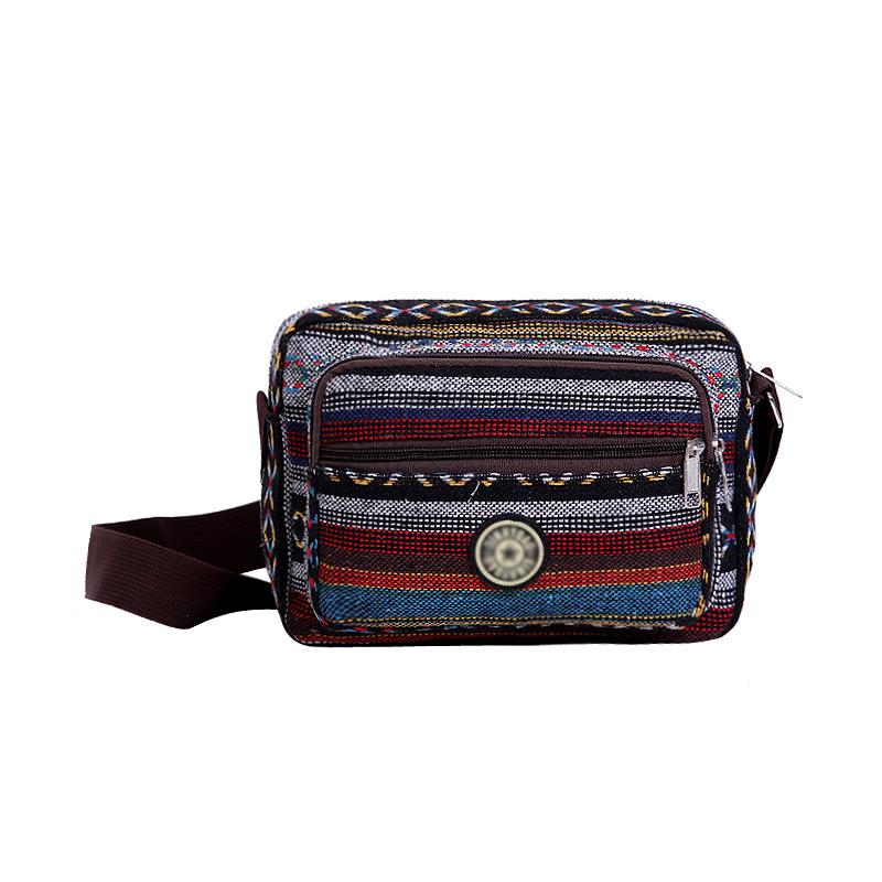 1Pc Multi Layer Messenger Bag WomenStriped Canvas Single Bag Woman Mobile Phone Crossbody Bag   Shoudler Bag