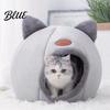 Indoor Pet Furniture Plush Cat Cave Bed with Ears Enclosed Cozy Hide Bed Non-slip Small Bottom Warm Winter Nest for Large Cats Kittens Private
