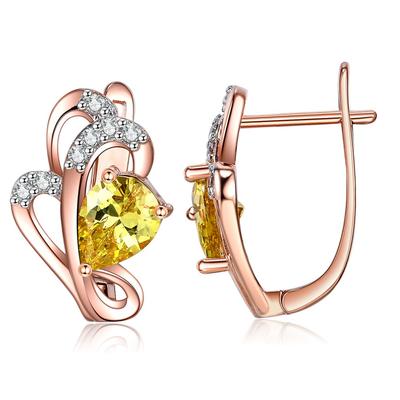 Orecchini a forma di fiore placcato oro rosa 5a ClearStud per le donne Orecchini in rame Anniversario Gioielli di moda per la fidanzata