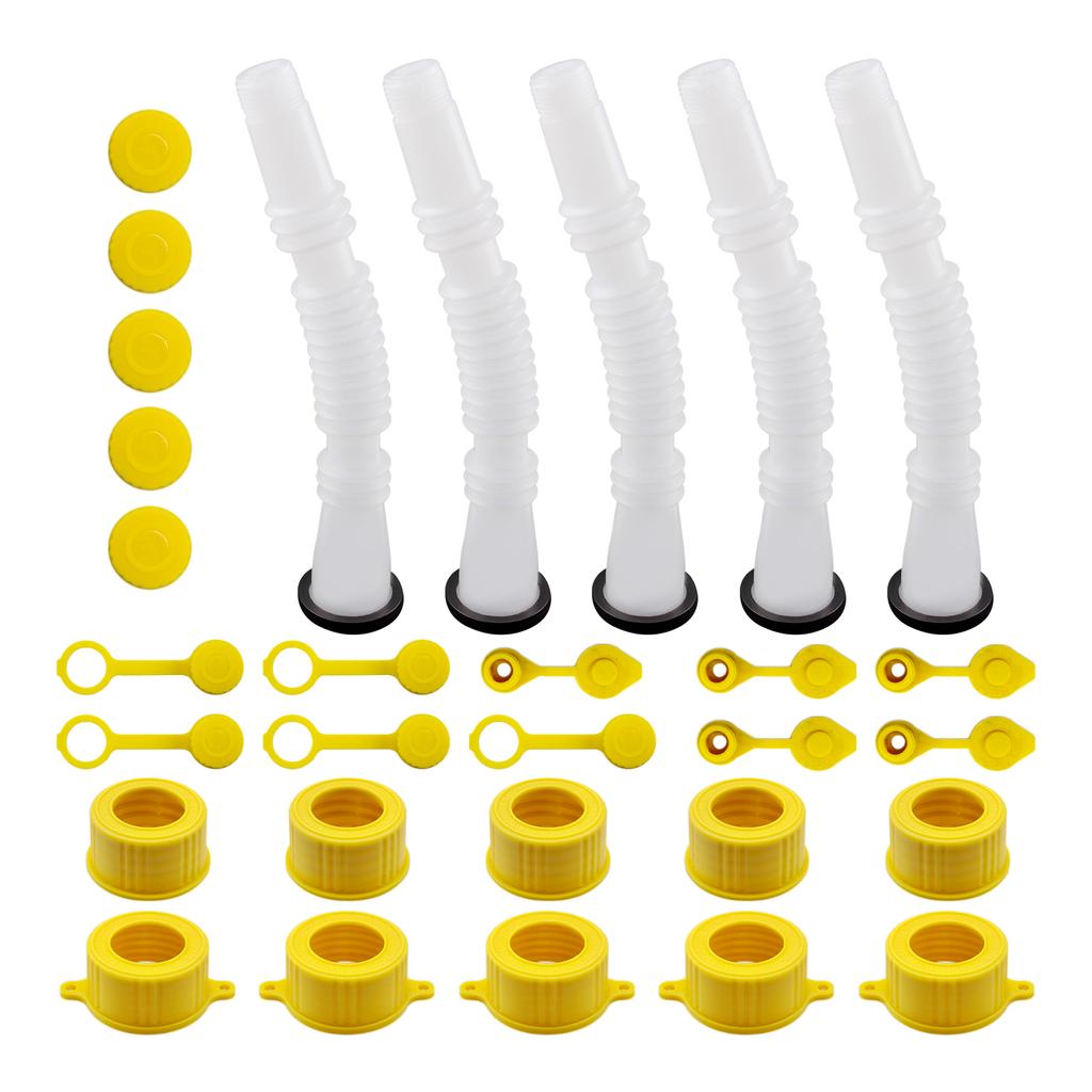 1~5 Set Gas Can Spout Replacement Car Flexible Pour Nozzles Gasket Kit with Collar Caps Stopper and Spout Cover Car Accessories
