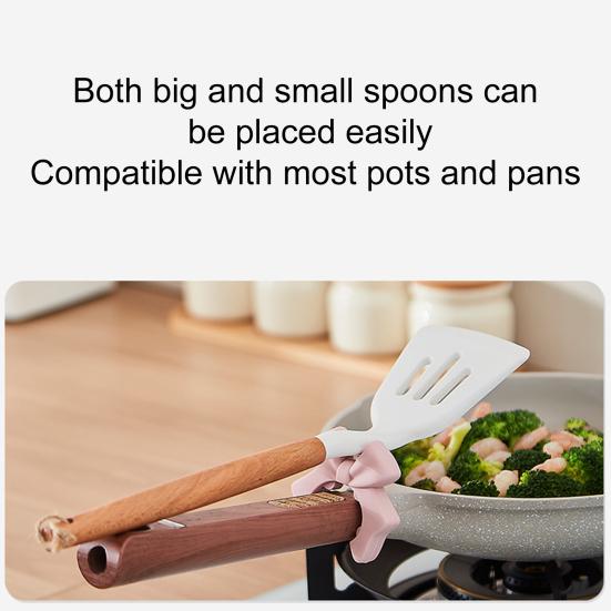 Spatelhållare för gryta Silikonskedstöd Rosettdesign Klämma Spatelstöd Gryta Panna Hållare för matlagning Håller köksbänken ren