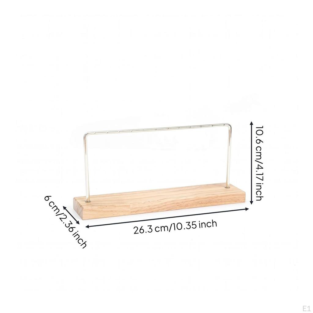 Earring Display Stand Tone Wood Base Jewelry Minimalist Rack Single Layer