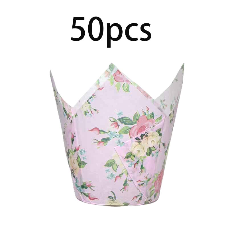 50Pcs Tulip Muffin Cupcake Paper Cups Oilproof Cupcakes Liner Baking Muffin Cup Cake Holder Decorating Tools Muffin Wrap Cases