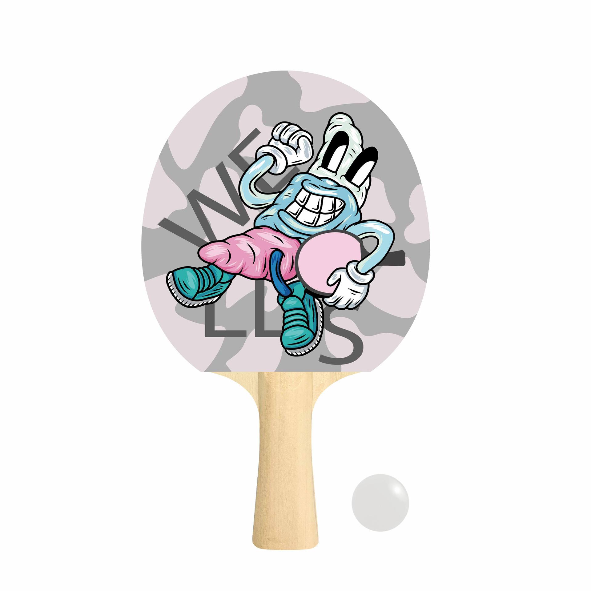 Factory Direct Supply Special Colorful Cartoon Custom Designs Table Tennis Paddle Carbon Fiber Baseboard Portable Pimple Rubber