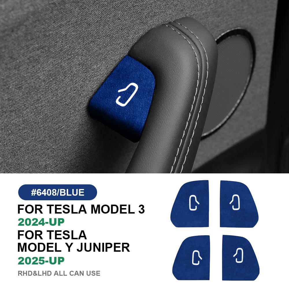 For Tesla Model Y 2025 2026 Italian Premium Suede Juniper Model 3 Highland 2024 2025 2026 Door Switch Patch Trim Sticker