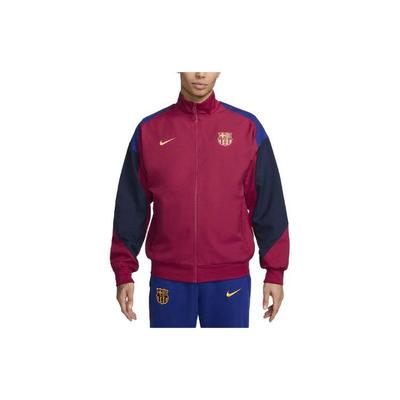 Giacca Casual FC Barcelona Strike Logo Retro Sportiva Collo Alto Color Block Uomo Giacca Rosso Nobile FJ5427-620