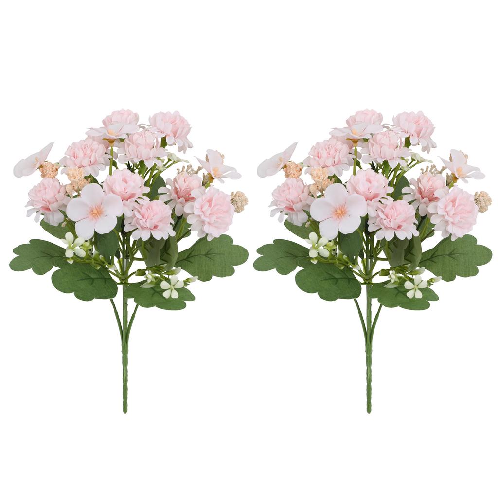 2Pcs Artificial Flower Bouquet Ping Pong Chrysanthemum Decorative Ornament for Living Room/Wedding/Outdoor