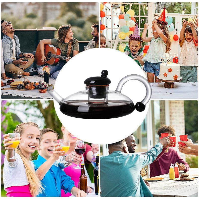 Glass Teapot 600ml/20oz Heat Resistant Glass Coffee Kettle Multifunctional Loose Leaves Tea Maker Practical Beverage Kettle For