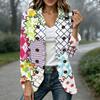 Women's Fashion Plaid Print Long Sleeve Ruffled Open Front Jacket
