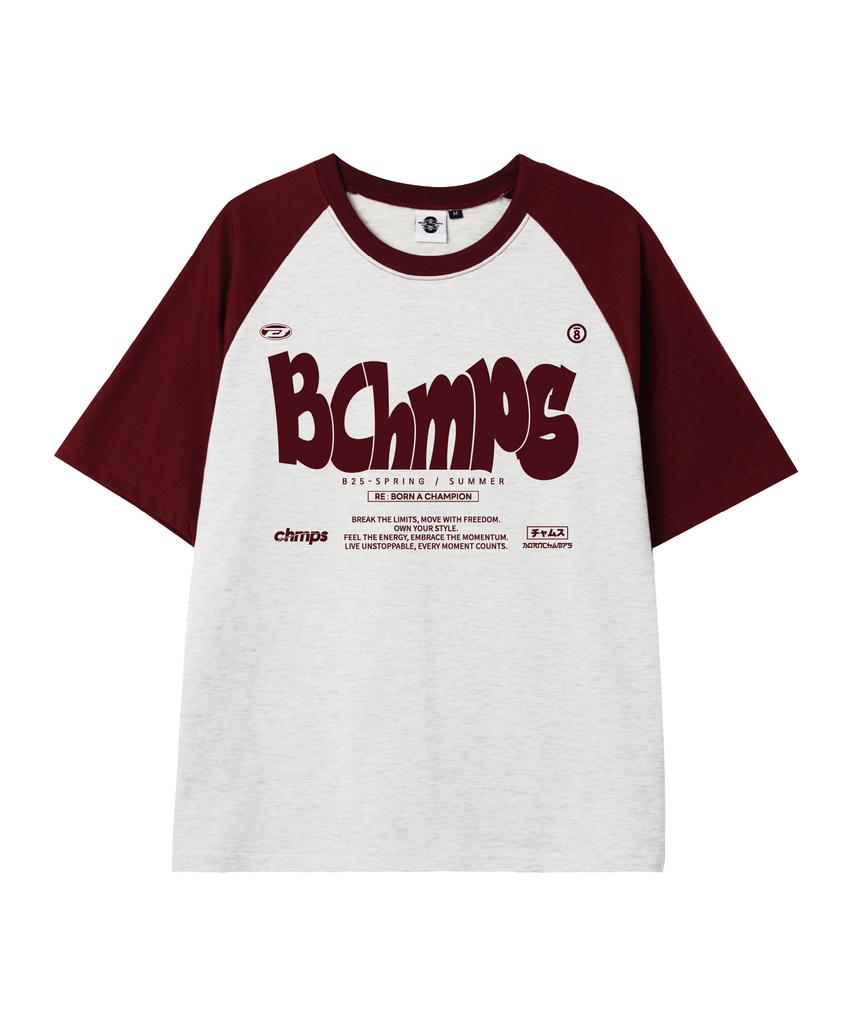BORN CHAMPS [5 Colors] Bold Motion Oversized Raglan Short Sleeve T-Shirt B25St87