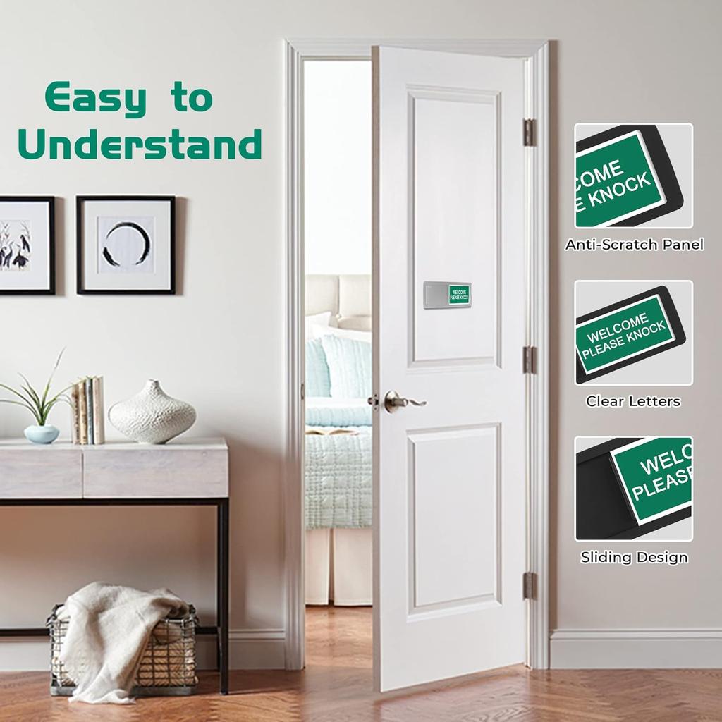 7''x2'' Magnetic Privacy Indicator, Do Not Disturb Sign for Office, Vacant Occupied Slider for Bathroom Door, Welcome Please Knock, with Adhesive