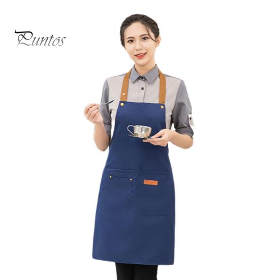 Waterproof Apron for Men Women Adjustable Length Waist Tie Multi-Pocket Apron for Kitchen Grill Restaurant Bar Cafe Beauty Salon Nail Studio Uniforms