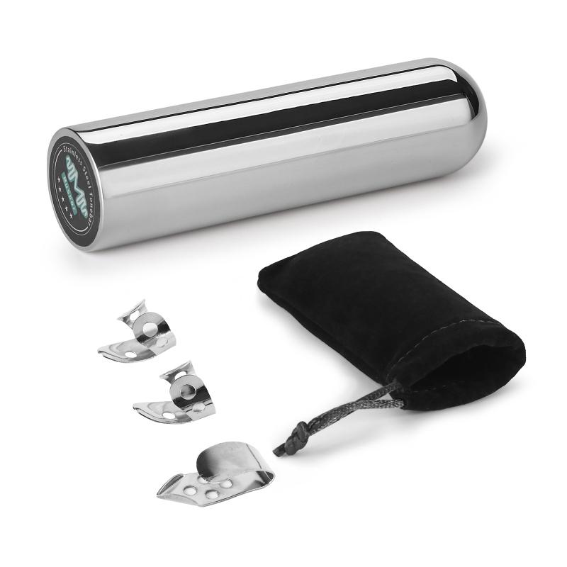 

Muspor Guitar Slide Tone Bar Stainless Steel Guitar Tone Bar Set with 3 Metal Finger Picks Storage Bag серебряный