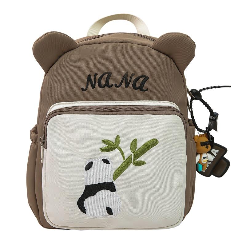 

Cartoon Panda Print Schoolbag Kindergarten Backpack Boys and Girls Backpack кофейный