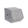 SONGMICS Stackable Storage Boxes With Lids, Set of 3 Toy Organizer, Metal Frame, Magnetic Closure, For Clothes Toys Books, Grey