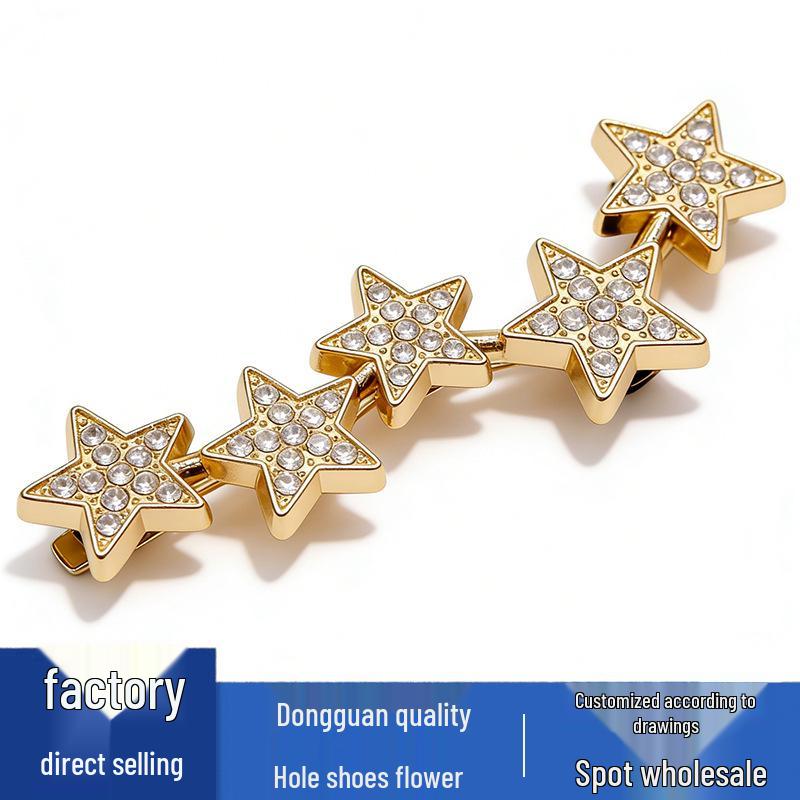 Metal Rhinestone Star-Shaped Shoe Charms