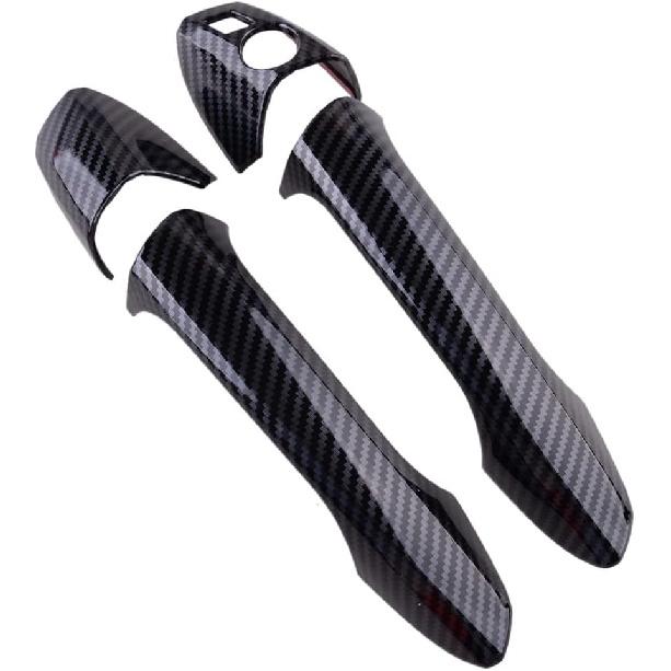 Car Exterior Door Handle Cover Trim Cap Set Carbon Fiber Texture Fit for Mercedes-Benz W246 W204 W212 X204 W166 W117 LHD Black