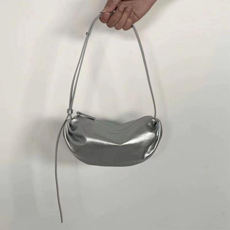 

Korean PU Half Moon Bag Women s Versatile Underarm Bag Soft Leather Dumpling Bag One Shoulder Crossbody Bag серебряный