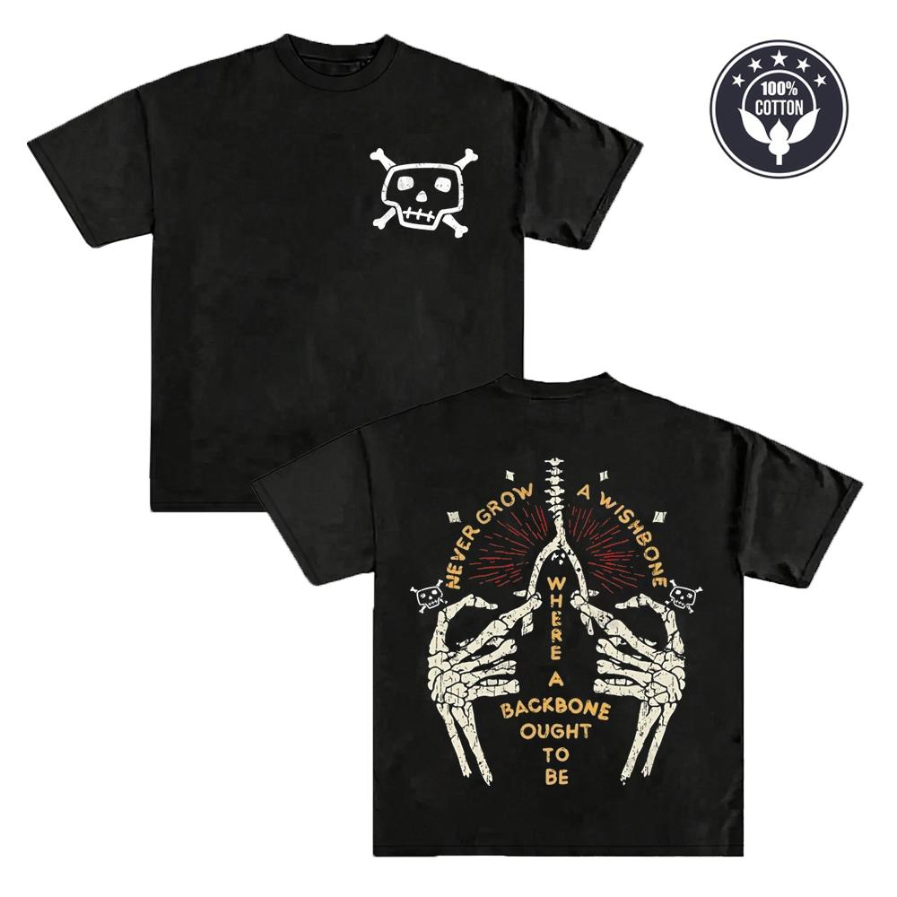 

2026 Men s Goth Punk Skull Skeleton T-Shirt | Front & Back Print Vintage Washed Tee for Concert, Street Daily & Casual Wear 4XL