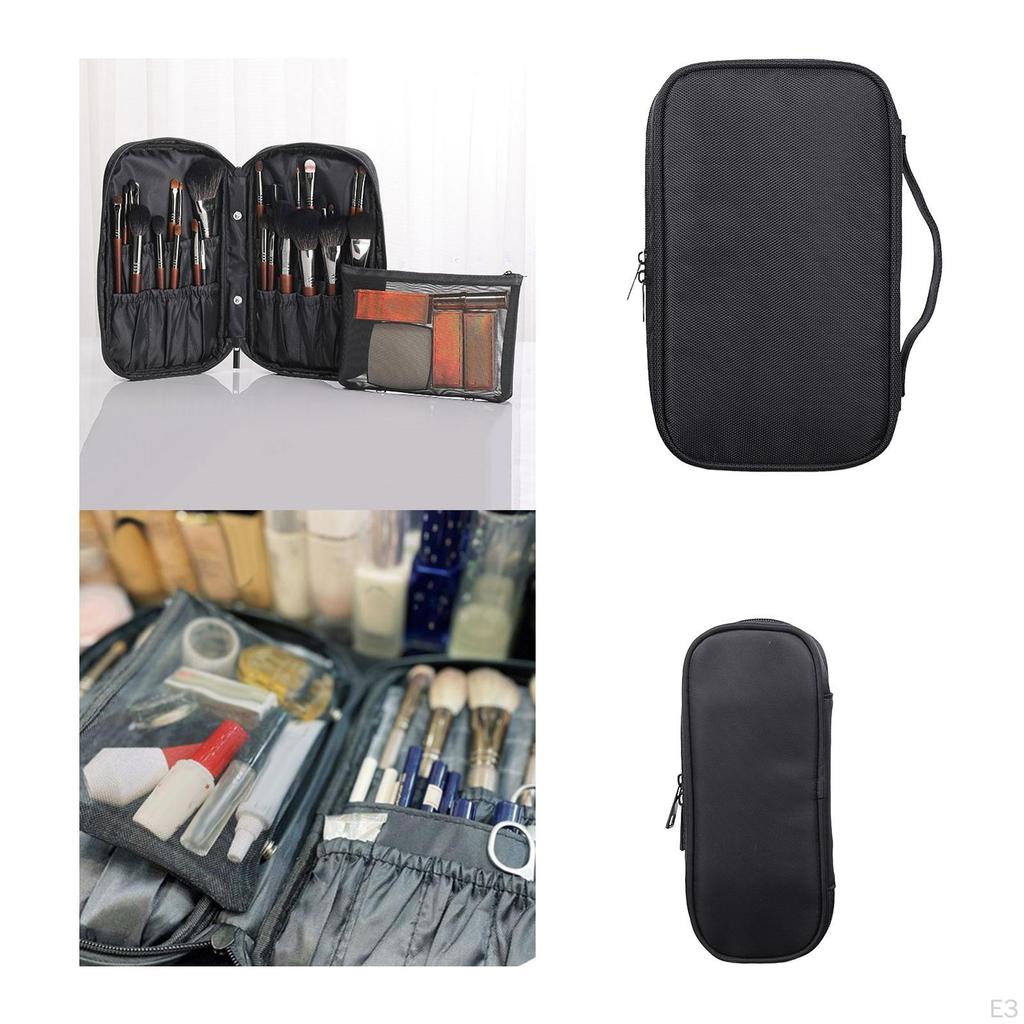 Makeup Organizer Black Portable Multifunctional Oxford Cloth Cosmetic Brush Storage