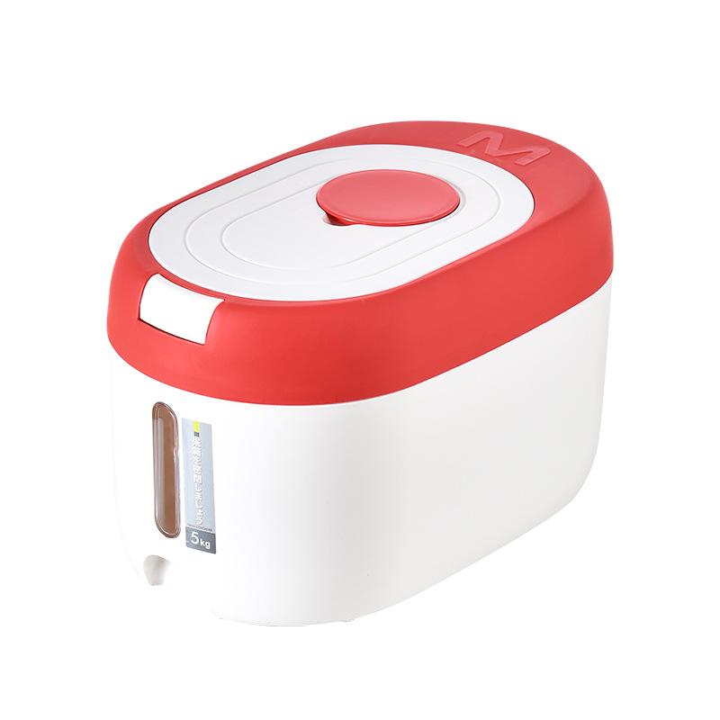 Insect-Proof & Moisture-Proof Rice Storage Bucket, 20 Jin Capacity, with Visible Measurement & Sealed Grains Features.