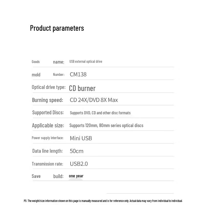 ONITERCM138 USB External DVD/CD Drive