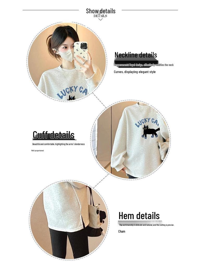 Trendy Maternity Sweatshirts - Loose, Stylish, Belly-Covering Wear for Moms, Autumn/Spring 2025.