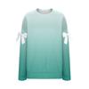 Women's Graduated Print Bow Round Neck Long Sleeve Loose Pullover Sweatshirt T-Shirt