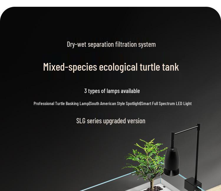 Turtle & Fish Breeding Tank Set with Basking Platform, Dry-Wet Separation, and Side Filter Eco Glass Tank