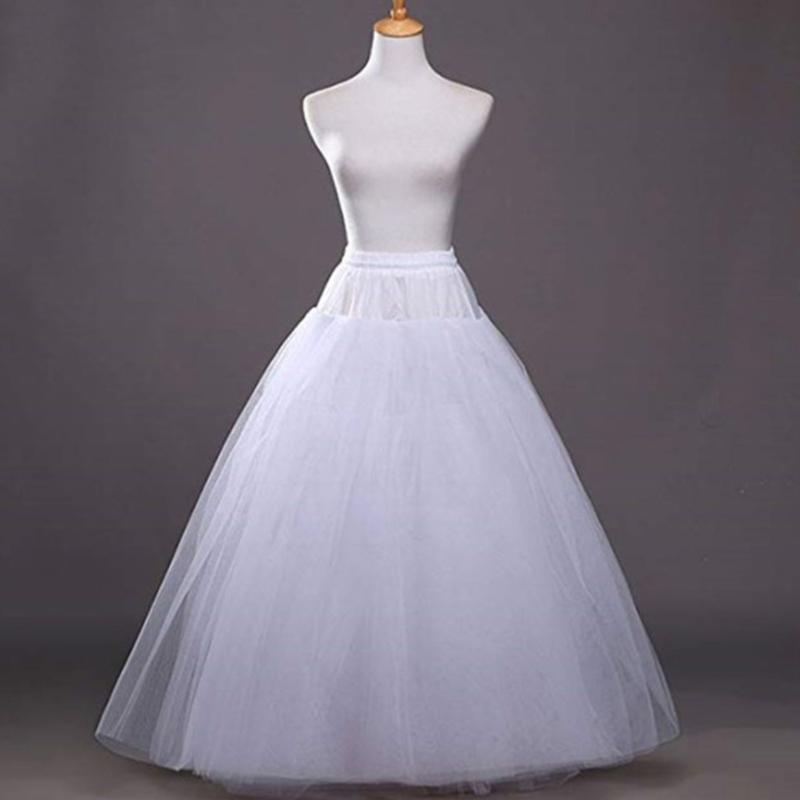 Women's 4 Layers A-Line Floor Length Wedding Ball Gown Petticoat Underskirt Crinoline White Wedding Dress Petticoat