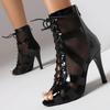 Fashion Sexy Thin High Heels Women Girls Mesh Breathable Dance Boots Sandals Open Toe Zipper