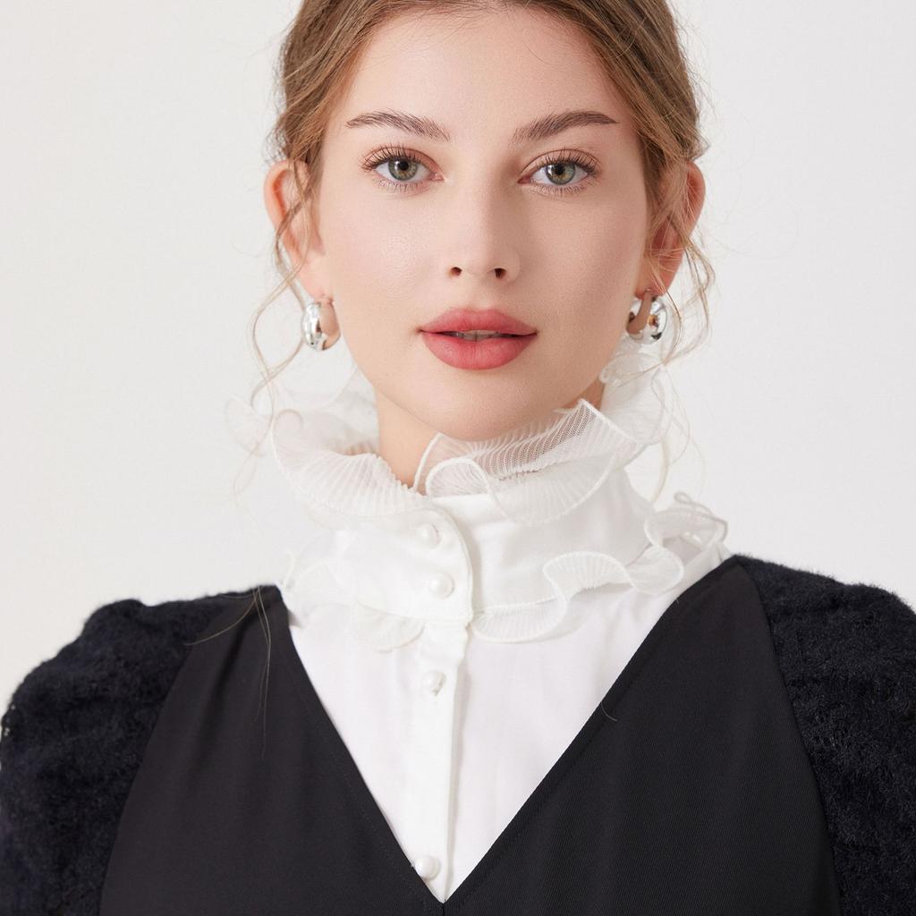 Ruffles Stand Shoulder Fake Collar Ladies Removable Neck Shawl Wrap Shirt Detachable False Collar Clothes Accessory
