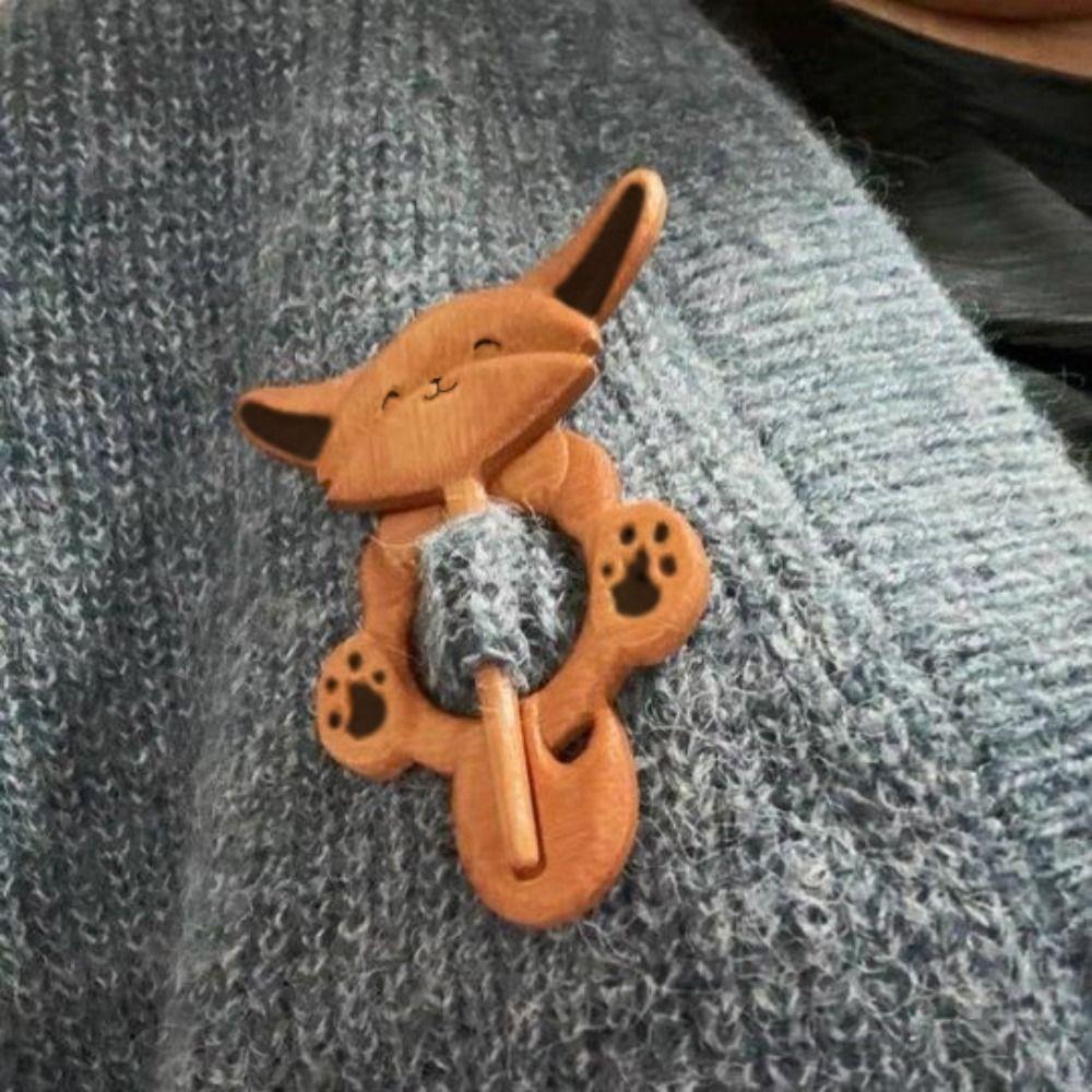 Puppy Animal Sweater Brooch Bear Cat Panda Pin Exquisite Wooden Brooch  Gift