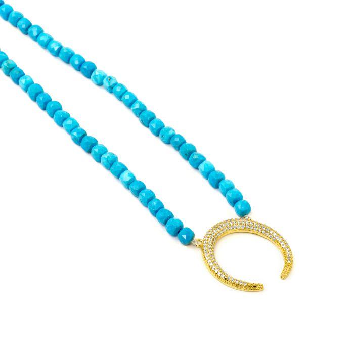 Collier - Luxenter - Wasa - Argent 925 - Or Jaune 18k - Turquoise