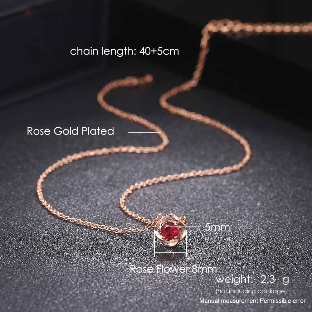 

ZHOUYANG Rose Flower Pendant Necklaces For Women Girls Simple Red Zircon Rose Gold Color Birthday Gift Fashion Jewelry N179