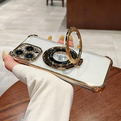 Electroplating Magnetic Suction Bracket Suitable for Apple 16PRO Protective Case Electroplating Anti Fall Soft Shell IPhone13 15 Mobile Phone Case