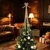 Glitter  Christmas Tree Topper Star Wrought Iron Rhinestone Bow Tree Topper  Home Decor