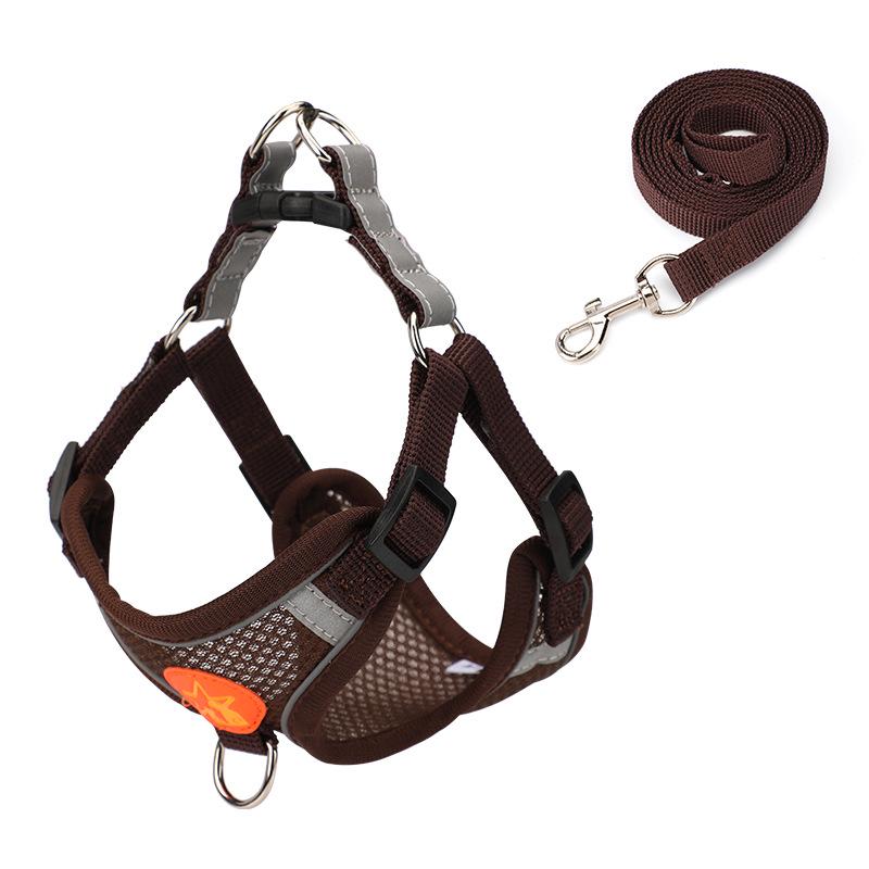 Reflective Breathable Suede Dog Harness and Leash Set for Small Dogs