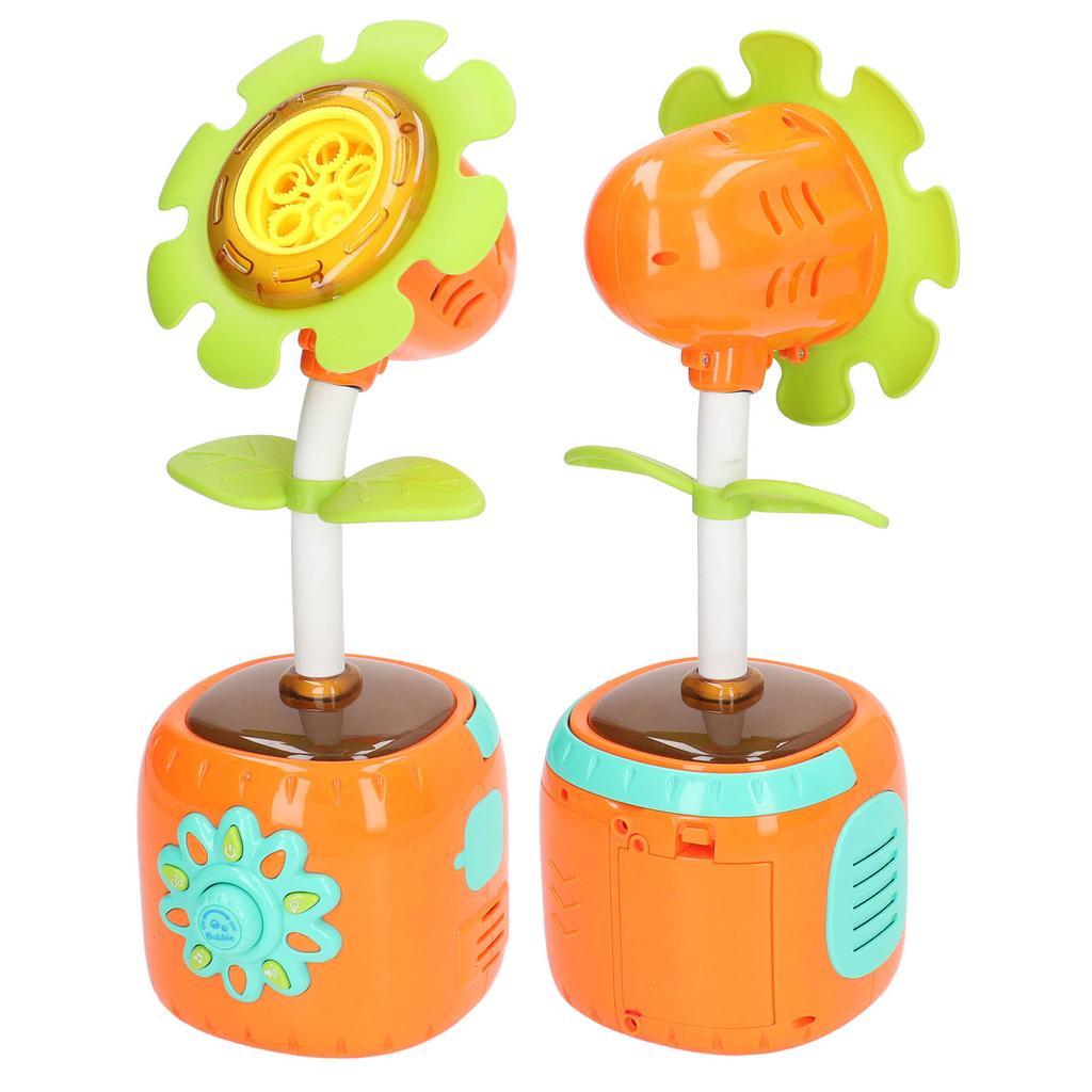 Kids Electric Bubble Blowing Machine Sunflower Shape Colorful Light Music Bubble Maker Toy