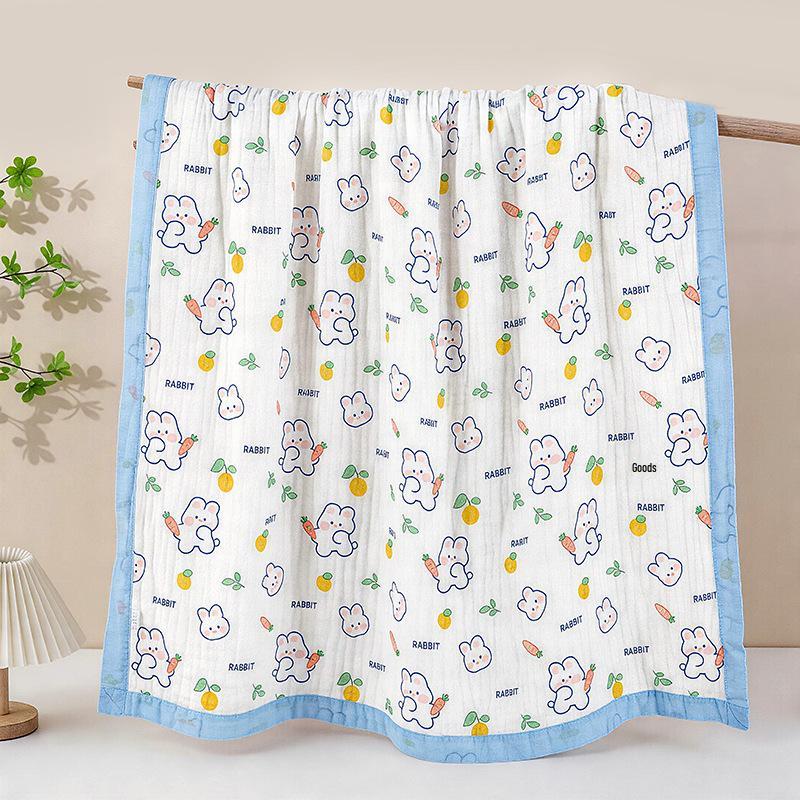 Grade A All-Cotton 6-Layer Baby Bath Towel - Soft, Absorbent, Printed Gauze for Newborns