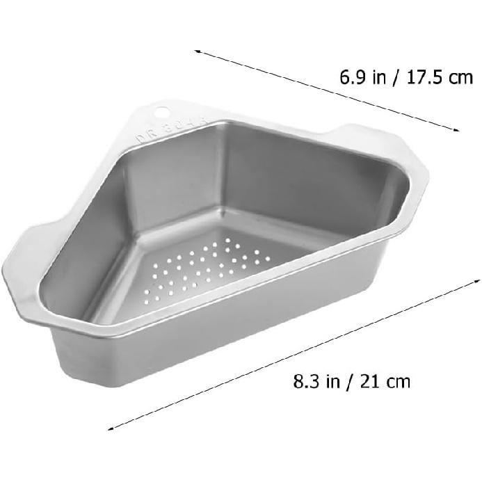 Triangle Drain Basket: Triangle Filter Basket - Stainless Steel Sink Basket - Kitchen Sink Sponge Holder Strainer Fruits Washing Basket Refrigerator
