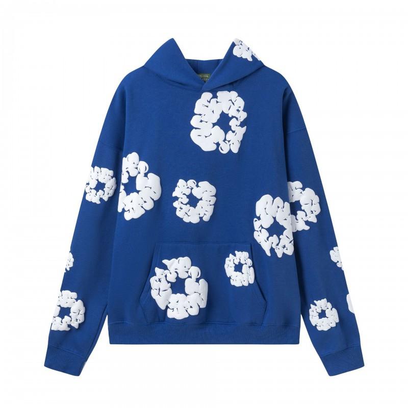 Completo Felpa con Cappuccio e Jogger Unisex Oversize con Stampa Floreale Fodera Calda in Pile Streetwear Invernale