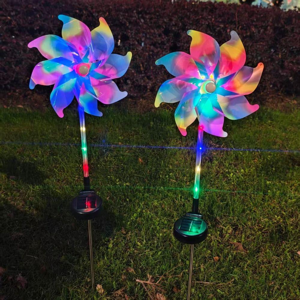 Rotating Solar Powered Windmill Lamp Waterproof Landscape Stake Lights Wedding Courtyard