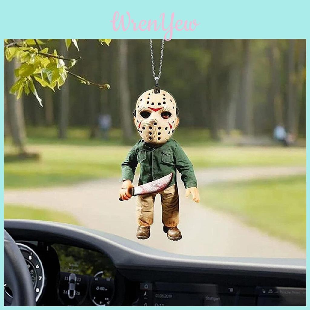 Vintage Acrylic Halloween Scary Character Car Hanging Ornament For Spooky Car Decor