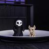 Small Gothic Collectible Figures Halloween Ghost with Skeleton Dog Statues, Skull Resin Niche Dark Aesthetic Room Decor Sculpture Ornaments,